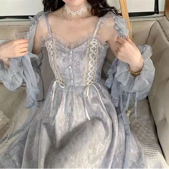 Fairy Sequin Lace Tulle Dress with Shawl - Picture 4 of 4